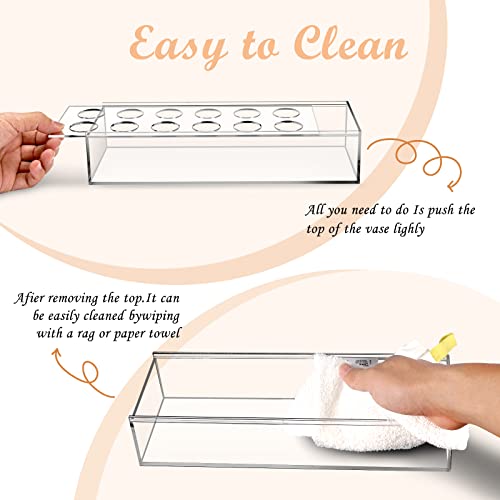 Adafsta 2Pc Acrylic Flower Vase Rectangular Total Length 23.5", Long Rectangle Vase With Timer Function Led Fairy Lights,Modern Vase For Home And Wedding Decoration-Ideal For Long Table Floral Decor #TOP5