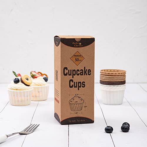 Bake Choice 50Pcs Natural Cupcake Baking Cups, Heavy Duty Parchment Paper Cupcake Liners 3.5Oz For Muffin thumb #3