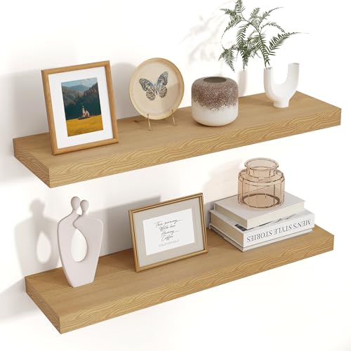 24 Wide x 6.5 Deep Floating Shelves for Wall Oak Finish 2-Pack