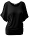 TWINTH Oversized Bare-Shoulder Relaxed Draped Dolman Sleeve Tunic Black M