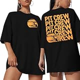 ASTANFY Racing Shirt Women Race Day Outfit Checkered Flag Graphic Tee Casual Oversized Tshirt