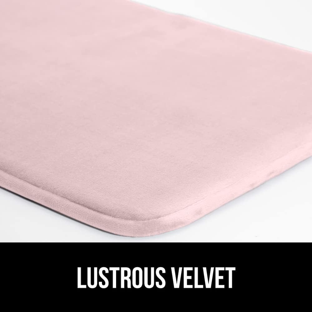 Gorilla Grip Thick Memory Foam Bath Rugs, Soft Absorbent Velvet Bathroom Mats, Durable Dots on Underside, Machine Washable Bathmat, Carpet Rug Room Decor for Shower Floor, 42x24 Mat, Dusty Rose