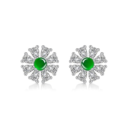 Boucles d'oreilles émeraude et argent 925 pour oreilles sensibles
