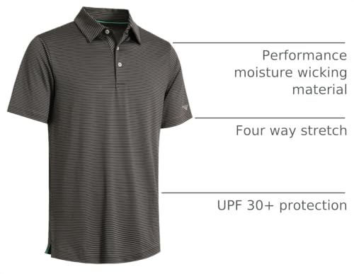 Image of Men's Golf Polo Shirts Short Sleeve Striped Performance Moisture Wicking Dry Fit Golf Shirts for Men