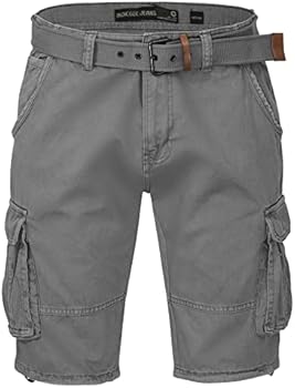 Indicode Kjeld Cargoshorts voor heren met 6 zakken incl. stoffen riem van 100% katoen | korte broek bermuda zomer herenshort kort