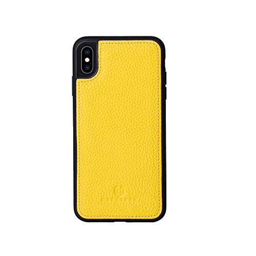 iPhone XS/iPhone X 本革ケース シュリンクカーフレザー 耐衝撃 ハンドメイド ギフト おしゃれ シンプル 大人可愛い メンズ レディース スマホケース 黄色 レモン イエロー SPG-XS-Yellow
