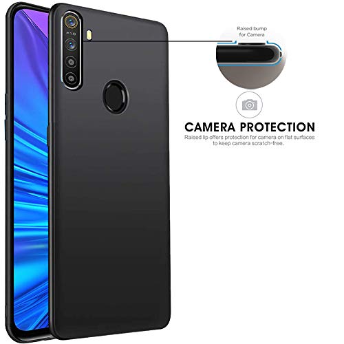 Image of TheGiftKart Sleek Back Cover Case for Realme 5i / 5s / 5 | Slim Fit Protective Design | Ultra Matte Finish | Camera Protection Bump | Soft Silicon Back Case (Silicone, Black)