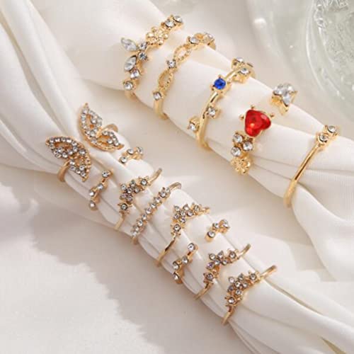 Micro-Encrusted Diamond Butterfly Open Ring Set Of 13 Creative Simple Joint Rings #TOP4