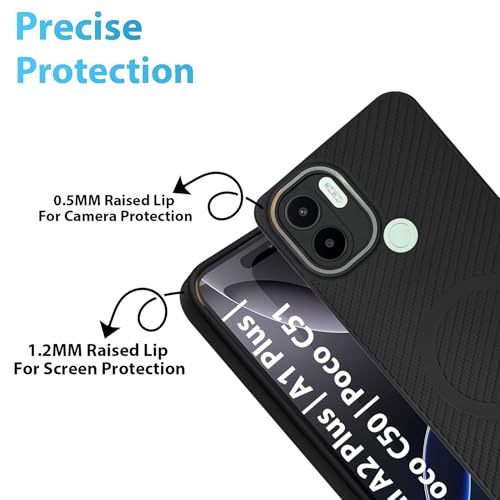 Image of LIRAMARK Rugged Carbon Fibre TPU Armor Silicone Back Cover Case for Redmi A2 Plus | A1 Plus | Poco C50 | Poco C51