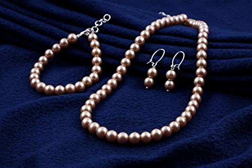 Image of JFL Combo Imitation 6mm Round Pearl Necklace Set Moti Mala Pearl Set With Earrings,Bracelet Handcrafted Jewellery for Less
