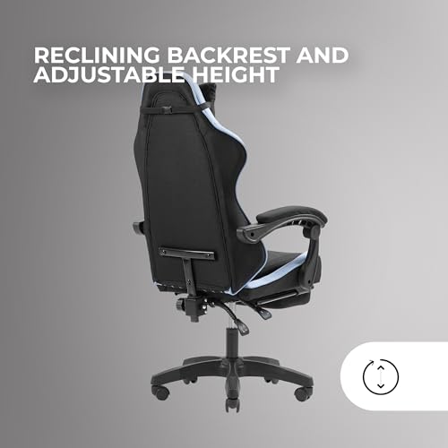 MARS GAMING MGC-X, Sedia Gaming Ergonomica, Tessuto Traspirante, Schienale Reclinabile e Altezza Regolabile, Braccioli Dinamici, Cuscino Cervicale e Lombare, Sedia Poggiapiedi Estensibile, Blu - Sedia gaming - Immagine 2