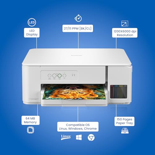 Image of Brother Ink Tank DCP-T236 (New Launch) All in One (Print Scan Copy) Color Home Printer, 27 /11 PPM BK /CL, 150 Sheet Paper Tray, Print Upto 7.5K Pages in Black & 5K in Color Each (CMY),Free Installation