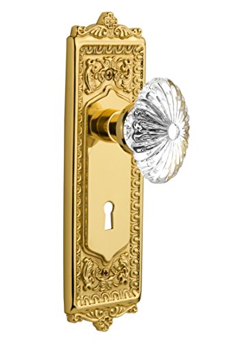 Big Sale Nostalgic Warehouse Egg & Dart Plate with Keyhole Oval Fluted Crystal Glass Knob, Mortise - 2.25, Polished Brass Best Cyber Monday 🔥 Nostalgic Warehouse Egg & Dart Plate with Keyhole Oval Fluted Crystal Glass Knob, Mortise - 2.25, Polished Brass