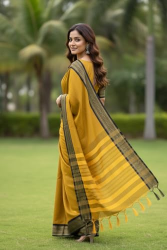 Image of SUPERLAXMI Womens Narayana Pattu Narayanpeth Cotton Silk Saree with unstitched blouse