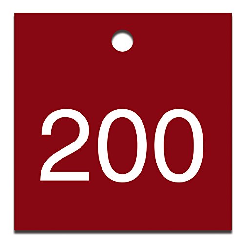 Etiquetas de plástico Accuform TDG377RD, números grabados 176-200 en rojo, 3,81cm (25 ud)