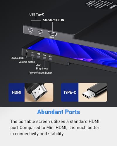 Image of 2.5K 144Hz Portable Gaming Monitor 16 inch, 2560x1600, Plug & Play, 100% sRGB, 500nits, 16:10, Eye Care Second Computer Display with Speakers for Laptop, PC, Mac, P-S4 /5, Sw-tch, X-BO, USB-C /HDMI, (K16G)