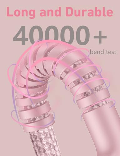 Image of USB C Cable 10FT, 2Pack Long USB A to USB C Charger Cable, Type C Cable Fast Charging Upgraded Extra Durable Braided USBC Cord Compatible with iPhone 17 16 15 Pro Max Plus and More USB C Devices-Pink