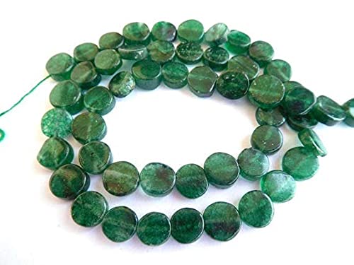 Perles aventurine verte naturelle en forme de pièce de monnaie lisse pour création de bijoux