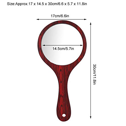Hand Mirror, Hairdressing Mirror, Vintage Hairdressing Mirror Hand Held Mirror Handheld Mirror With Wood Handle Self Haircut Mirror Hand Mirrors With Handle For Salon Barbers Hairdressers(Red) #TOP7