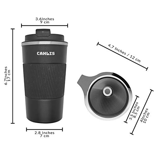 Pour Over Coffee Travel Mug - all-in-one Travel Coffee Maker and Thermal Cup - Vacuum Insulated Stainless Steel Cup with Paperless Filter Dripper (Black, 20 oz)