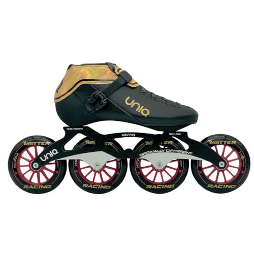 Uniq Q8 Inline Speed Skates - Microfiber Aluminum - for Speed or Serious Fitness Skaters (Size 46-12)