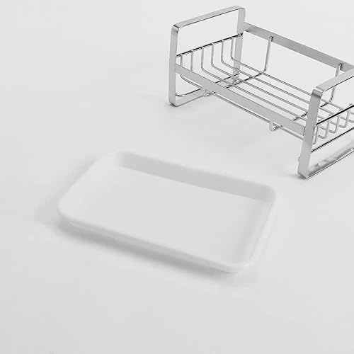 Miniatura 5 de Soporte de esponja para fregadero de cocina de acero inoxidable 304, organizador de fregadero de cocina, soporte de jabón para encimera con bandeja