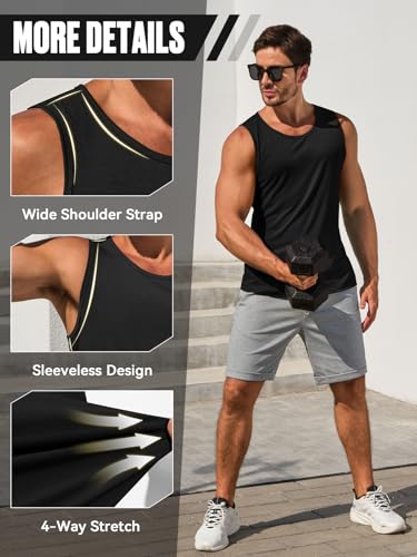 ZIWOCH Men's Regular-Fit Tank Top Casual Sleeveless Lightweight Shirt4