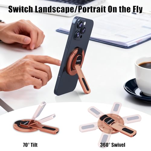 Image of 3-in-1 Magnetic Phone Grip Stand with 360 Roration Angle Adjustment, Silicone Finger Ring & Fidget Toy Design, Gym Dual-Sided Magnetic Phone Kickstand for All Phones