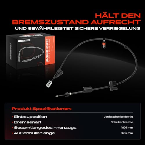 Frankberg Handbremsseile Vorderachse Kompatibel mit C4 Grand Picasso I UA 1.6L-2.0L 2006-2013 C4 Picasso I MPV UD 1.6L-2.0L 2006-2013 Replace# 19961