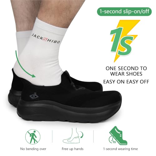 Image of JACKSHIBO Mens Slip Ins Free up Hands Shoes Wide Toe Box Arch Support Orthopedic Walking Sneakers