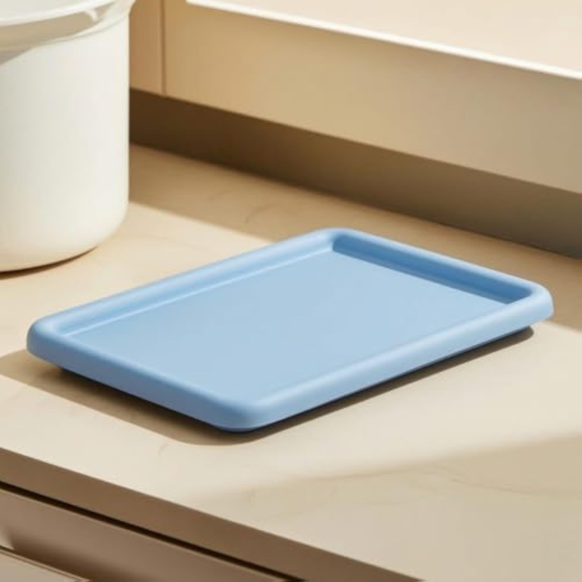 Rectangular Pet Feeding Tray with Rounded Corners, Stylish Design