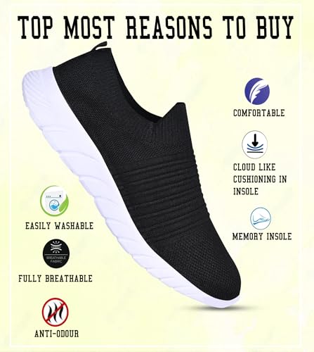 Image of SKITTER Men's Lightweight Slip-On-Shoes Polyester Material Black Color Footwear (GN-110)