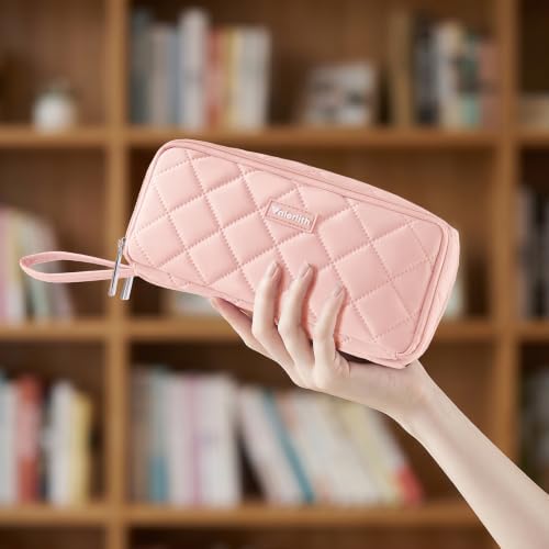Valerlith Aesthetic Pencil Case, Big Pen Pouch with 9 Compartments, Pink — view 6