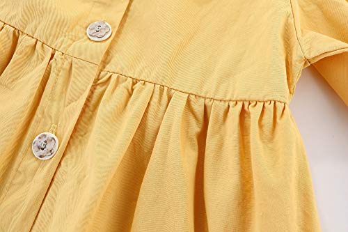 Mud Kingdom Toddler Girls Long Sleeve Floral Dress Peter Pan Collar Button Down Yellow 2T #TOP3