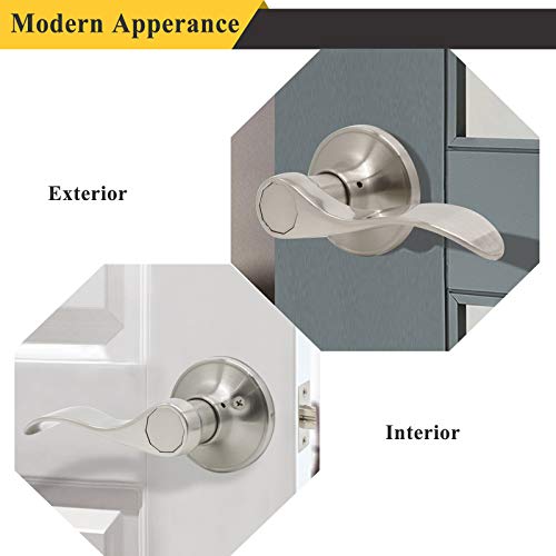 Probrico Passage Door Levers Hall/Closet Handles Satin Nickel Keyless Non-Locking Interior Door Leversets, 1 Pack by Probrico - Used condition - Image 2