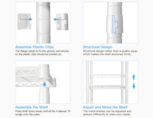 Ulif E4 Wire Garment Rack, Metal Free Standing Closet Organizer And Storage System, Heavy Duty Clothing Wardrobe With 8 Shelves And 4 Hanger Rods, Max Load 920 Lbs, 71.6”W X 14.5”D X 79.3”H, White #TOP6