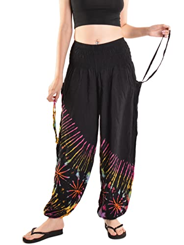 Orient Trail Women's Hippie Bohemian Palazzo Yoga Scrunched Bottom Tie Dye Harem Pants