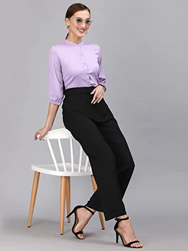 Image of Style Quotient Women Solid Lilac Polyester Formal Shirt