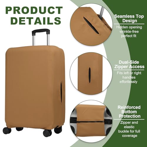 PATIKIL Luggage Cover, Suitcases Covers Elastic Carry on Protector Washable Scratch-Resistant Fits 25-28 Inch Luggage for Travel Business Trips, Brown3