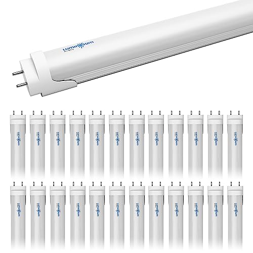 LUMINOSUM T8 LED Tube Light 4FT 20W, 40W Equivalent, 2000LM 5000K Daylight White, T8 T10 T12 Fluorescent Replacement Dual-end Powered, Ballast Bypass, Frosted Cover ETL Listed, for Garage 25-Pack by LUMINOSUM - Used condition - CA$122.57