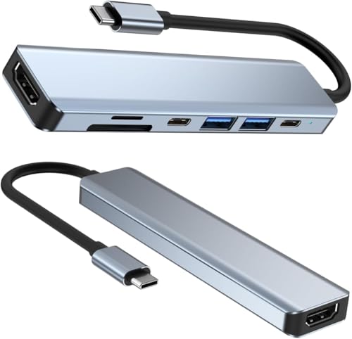 Adaptador Hub 7 em 1 Tipo C USB 3.0 Regua Pc adaptador multiportas USB C Hub com saída HDMI 4K a 60h