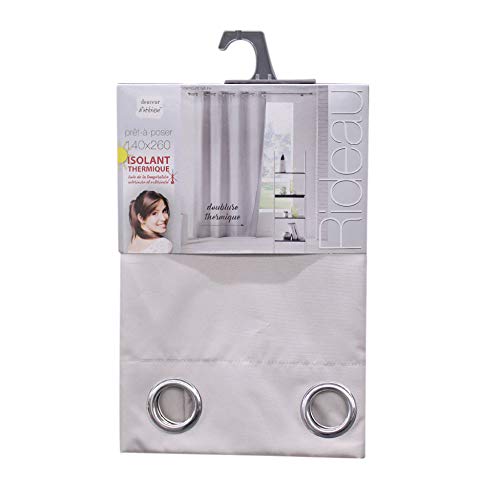 Douceur d'Intérieur ICEMOUNT Eyelet Curtain, 140 x 260 cm, Polyester, Plain, Thermal, Natural, Cream, W 55.1" x L 102.4" (1 Panels) - Image 4
