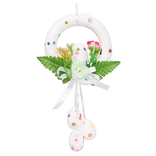 Hunpta @ Påskkrans påskägg hängande dörrkrans konstgjorda blommor väggkrans krans dekoration för ytterdörr vägg dörr hängande öppen spis fönster påsk dekoration 30 x 15 cm