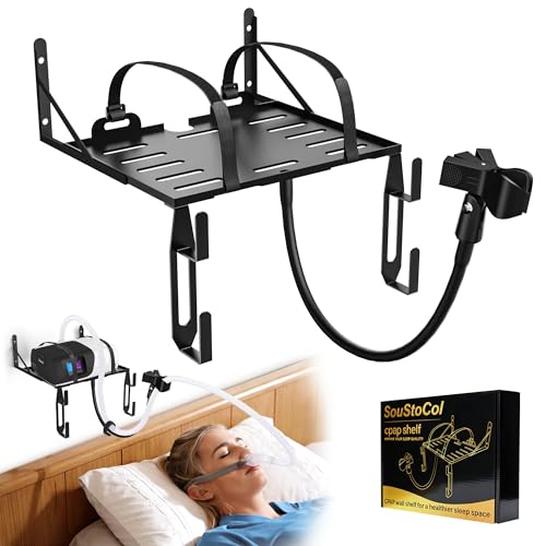 CPAP Shelf Wall Mount Compatible with ResMed AirSense 10 & 11 Supplies Adjustable CPAP Hose Holder with Clip and 2-Tier Dual Hook for Tube & Mask CPAP Machine Supplies Stand for Bedside Organizer