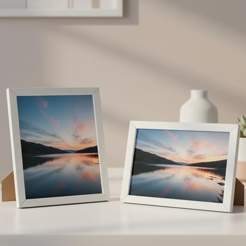 Image of 4x6 Inch Wooden Photo Frame | Fits 4x6 Photos | 0.5 mm Unbreakable Acrylic Front | Wall & Tabletop Display | Lightweight Gallery Style Frame for Home & Office (30, Elegant White)