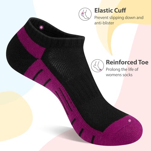 Heatuff 7 Pairs Ankle Socks Womens Athletic Cushioned Running Low Cut Socks for Women3