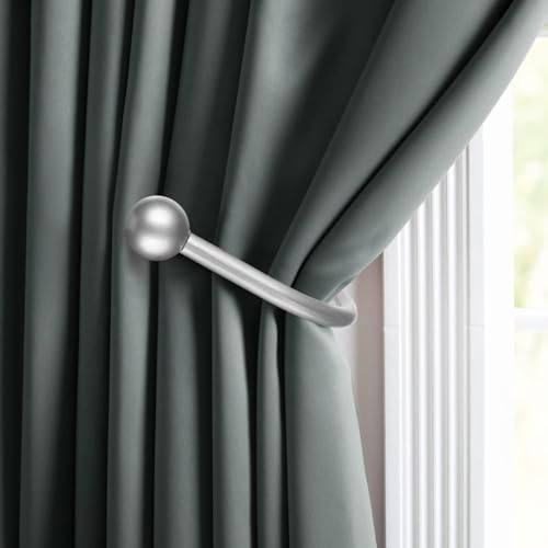 Curtain Holdbacks, 4 pcs Curtains Holder Wall Mounted Drapery Tiebacks Retro Window Hook for Home Decor, Silver - Image 3