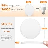 Lampa sufitowa LED Płaska okrągła lampa sufitowa, 3200LM Ultracienka lampa sufitowa, 3000K/4000K/6500K, nowoczesna lampa łazienkowa IP44 wodoodporna do salonu, łazienki, sypialni,Ø40CM
