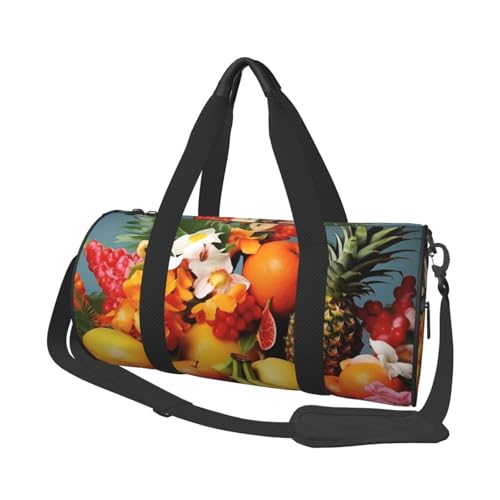 Tropical Fruits and Flowers Duffle Bag for Women Men Personal Item Travel Bags Canvas Weekender Overnight Bag Lightweight Sports Tote Gym Bags Carry On Luggage Bag