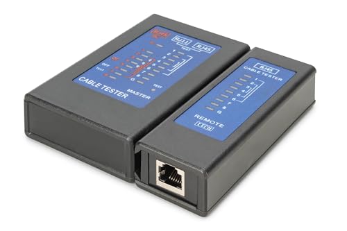 DIGITUS Testeur de câble réseau - pour câbles RJ45 & RJ11 - avec testeur PoE - détection du blindage - pour câbles CAT 5, CAT 5e, CAT 6 et CAT 6A - Noir